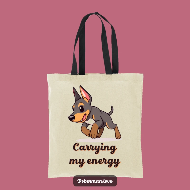 Funny Doberman Puppy Tote Bag: Pounce Ready Carry, Practical Funny Gift