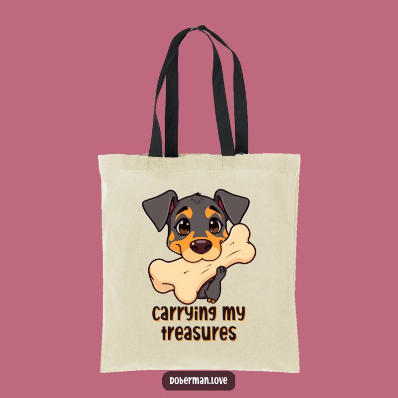 Funny Curious Doberman Bone Tote - Adorable Dog Owner Bag