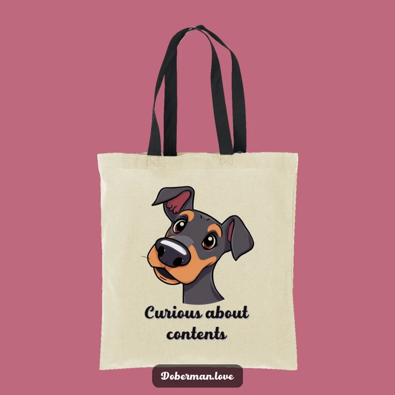 Funny Curious Doberman Tote Bag: Carry Your Questions, Ideal Funny Gift