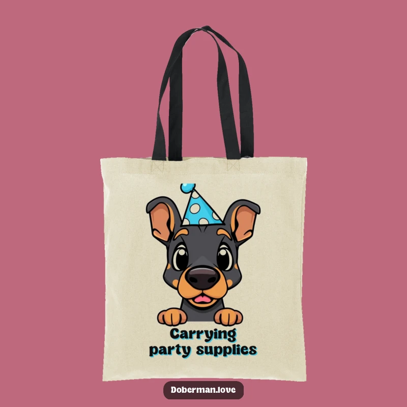 Funny Doberman Party Hat Tote - Surprise Dog Lover Bag