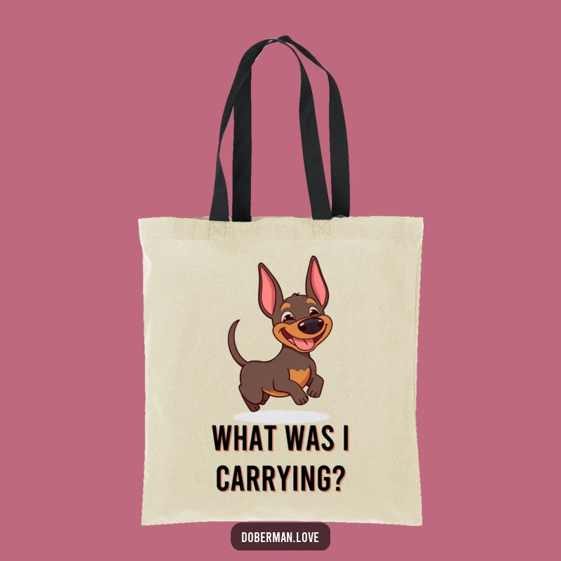 Funny Doberman Tail Chasing Tote Bag: Cute & Humorous Dog Accessory