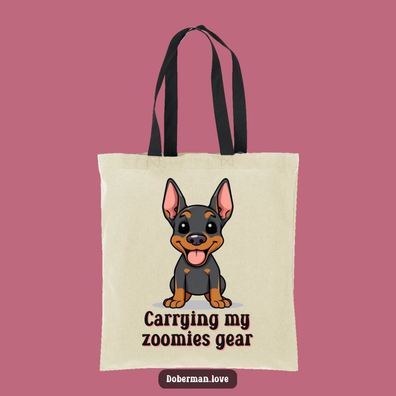 Funny Doberman Tote Bag: Happy Panting Dog, Practical & Hilarious Gift for Pet Lovers