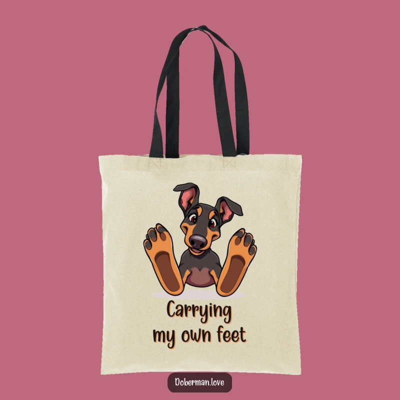 Funny Doberman Tripping Tote Bag: Carry Your Laughs with this Clumsy Canine Accessory