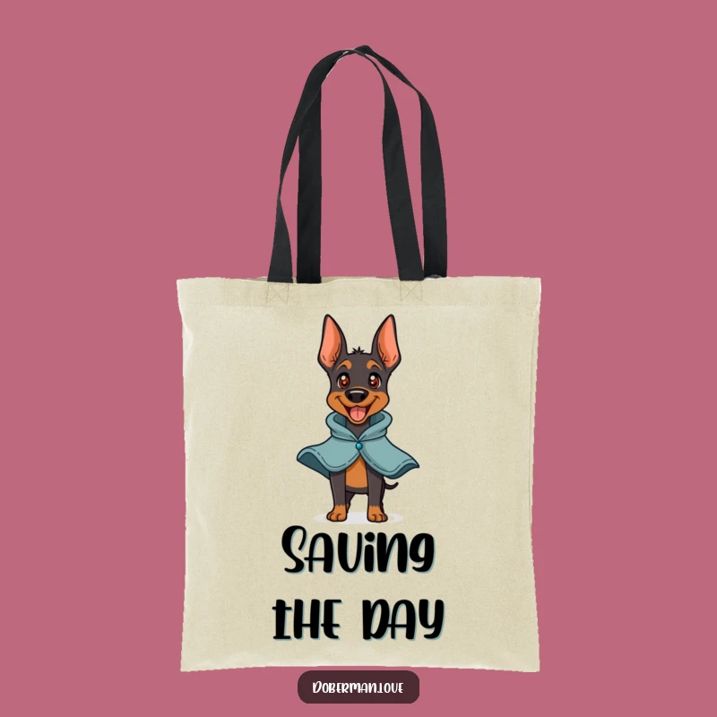 Stylish Funny Doberman Hero Tote Bag: Cape & Bark - Perfect Funny Gift